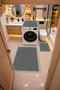 Non-Slip Base Digital Printed 3-Piece Bathroom Mat Set – Washing Machine, Toilet Seat, and Bathroom Rug - 3