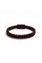 Burgundy Men's Bracelet Genuine Leather Fine Weave Design 8m Thickness Magnetic Clip - 3