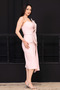 Stone Detailed Atlas Pencil Dress - Pudra - 7