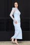 Strapless Dress with Lace Bolero Detail - Baby Blue - 7