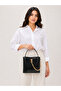 Women's Rovelle Chain Detailed Croco Patterned Black Shoulder and Hand Bag - 2