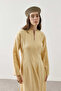 Linen Pleated Zippered Dress Yellow - 6