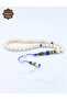 Yellow-Navy Blue Special System Tasseled Handcrafted Imame Natural Cultured Pearl Stone Prayer Beads 201025523