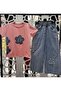 Girls' Printed T-Shirt and Denim Flared Pants Set - 2