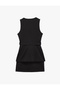 Jewel Button Detailed Belted Combined Sleeveless Mini Vest Dress - 3