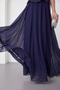Women's Navy Blue Shawl Collar Beaded Long Chiffon Evening Dress - 4