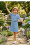 Girls' Star Pattern Embroidered and Stone-Embellished Denim Summer Denim Dress