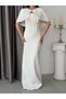 White Bolero Stone Embellished Underwire Long Evening Dress - 6