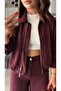 Plum Tencel Bomber Jacket-Pants Set - 7