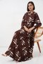 Women's Patterned Long Hijab Dress 1155 - F.Brown - 2