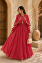 Ruby Red Grace Cape Maxi Dress
