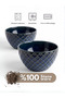 Set of 2 Stoneware Navy Blue Bowls - Bowl - Snack Bowl - Presentation Bowl - Decorative Bowl