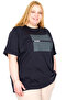 Mode XL Real Big Size Women's T-Shirt Bıs Collar Black U26124 Navy Blue - 2