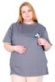 Mode XL Real Big Size Women's T-Shirt Bıs Yaka Beyond U26115 Fume - 3