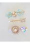 Brooch - Set of 3 Blue Brooches with Flowers, Butterflies, Hearts and Pearl Details - 4