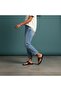 Black Leather Buckle Women's Flip-Flop Sandals