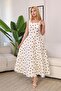 Polka Dot Belted Princess White Dress - 7