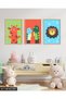 Animal Themed Children's Room 3 Piece Wooden Framed Painting Act - 2