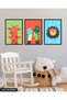 Animal Themed Children's Room 3 Piece Wooden Framed Painting Act - 3
