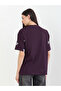 Purple Oversized Rose Floral Embroidered 100% Cotton T- Shirt - 5