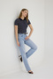 Women's Light Blue Snow Wash Straight Fit Jean Pants – High Waist Lycra Long Length Denim - 5