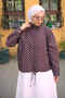 Brown Zippered Polka Dot Jacket