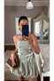 Women's Green Strapless Tie Detailed Bustier and Balloon Mini Skirt Set – Blouse, Modern and Stylish 2-Piece Set 7983 - 4