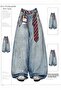Ice Blue Tie-Dye Printed Wide Leg Unisex Baggy Pants - 5