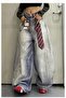 Ice Blue Tie-Dye Printed Wide Leg Unisex Baggy Pants - 3