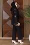 Double-Breasted Collar Button Detailed Suit Black 19297 - 4
