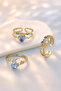 3-Piece Blue Stone Combination Moon Star Butterfly Pinterest Design Gold Ring Set - 4