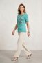 Women's Plus Size Lycra Crew Neck Floral Printed Stoned Short Sleeve Mom T-Shirt Combed Cotton Blouse - 4