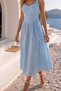 Fisto Strap Long Dress Blue - 3