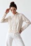 Vintage lace embroidered beige shirt