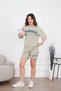 Women's Khaki Summer T-Shirt Shorts Casual Printed Sports Set - 2