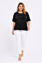 Women's Plus Size Black, Stone Detailed Bat Sleeve Blouse 65N39526