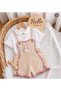Baby Girl Rabbit Patterned Muslin Body Salopet Set Cream