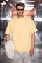 Duki Men's Crew Neck Organic Cotton Printed Oversized Yellow T-Shirt - 2