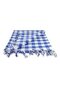 Checkered Fringed Blue Table/Picnic/Tablecloth 165X170