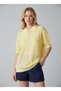 Women's Polo Collar Mesh Detailed Oversize Knitwear Blouse