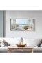 Window Beach Wall Art Prints Modern Large Tropical Coastal Landscape Canvas Bedroom Blue Ocean Pict - 4