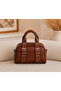 Women's Shoulder Bag with Adjustable Straps and Buckle Detail, Brown - 3