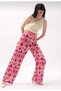 Women's Fuchsia Patterned Satin Trousers Yel221047