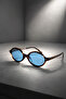 Emma Unisex Women Men Square Rectangle Leopard Blue Retro Uv400 Stylish Classic Bone Sunglasses - 3