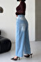 Women's Wide Leg Ice Blue Baggy Jeans - 4