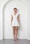 Women's White V-Neck Padded Mini Dress - 2