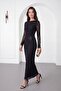Women's Black Glitter Detailed Maxi Tulle Dress