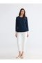Lcw Gracenavy Blue Crew Neck Women's T-Shirt with Stones - 2