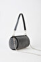 Women's Zerrin Rowed White Stone Suede Cylinder Zipper Closure Mini Handbag and Shoulder Bag - 2