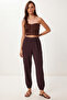 Comfortable Crinkle Shalwar Trousers with Pockets Lfw0024 Mürdüm